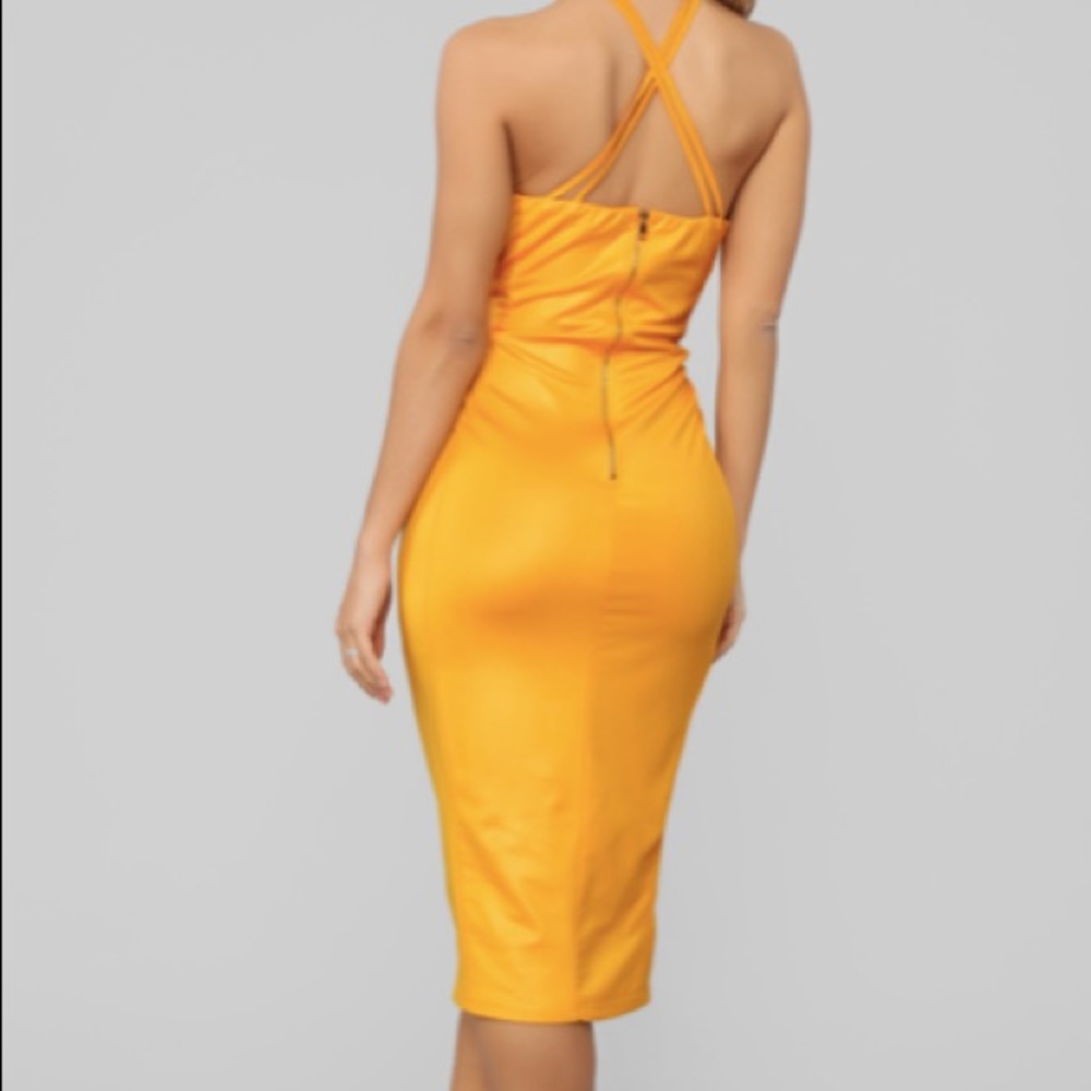Fashion Nova yellow dress.